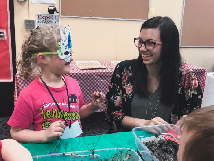 Early childhood student working with a preschooler