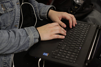 hands computer hands on computer keyboard