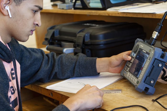 Nondestructive Testing student doing test