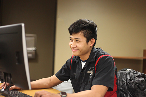 student at computer