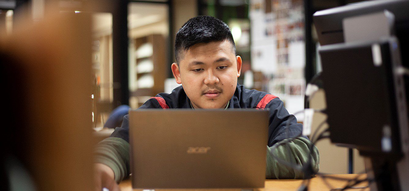 Student working on a computer