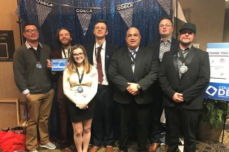 Testing their business and marketing skills at the Minnesota Collegiate DECA competition were Ridgewater College students Jose' Trevino, Matt Krumrie, Bri Johnson (Litchfield), Gabe Whitcomb, Nick Comption (Willmar), Joey O'Brien, and Jacob Halldorson.